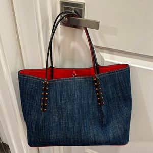 RARELY AVAILABLE! Louboutin Denim Tote. Medium size.